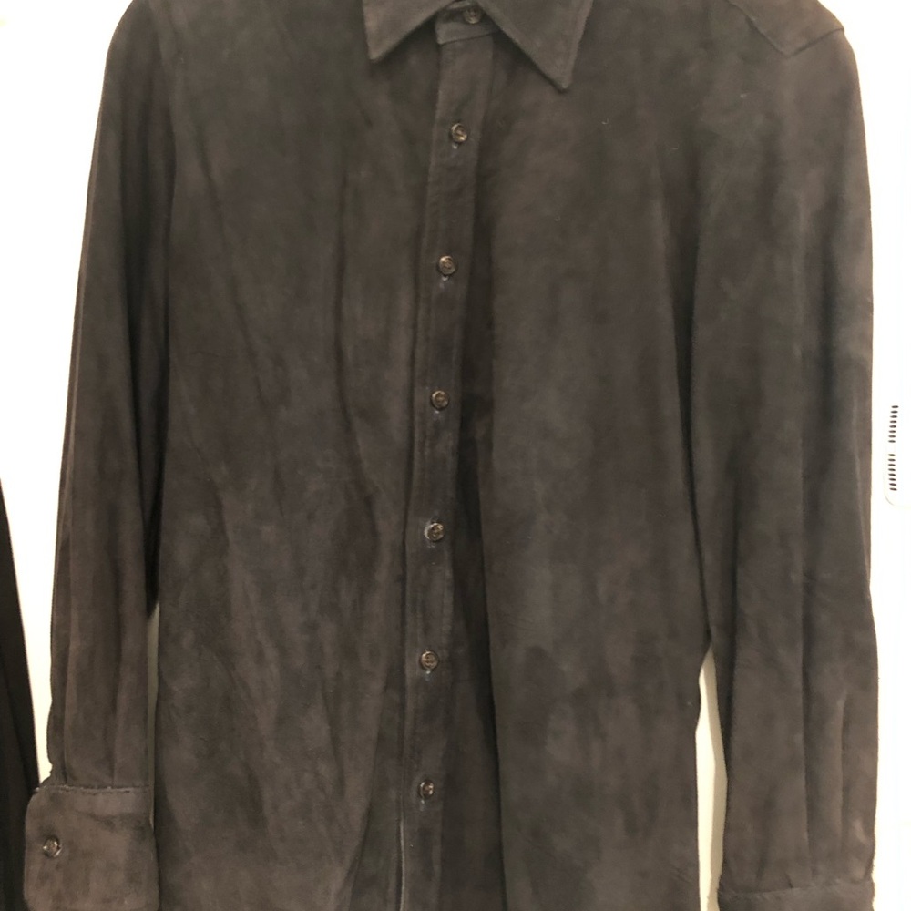 Ralph Lauren Navy Suede Button Down
